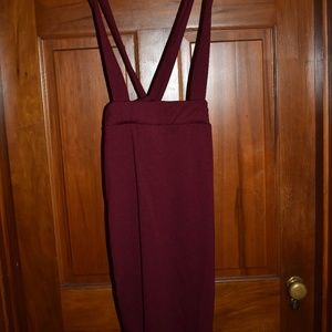 Forever 21 burgundy suspender pencil skirt, size M
